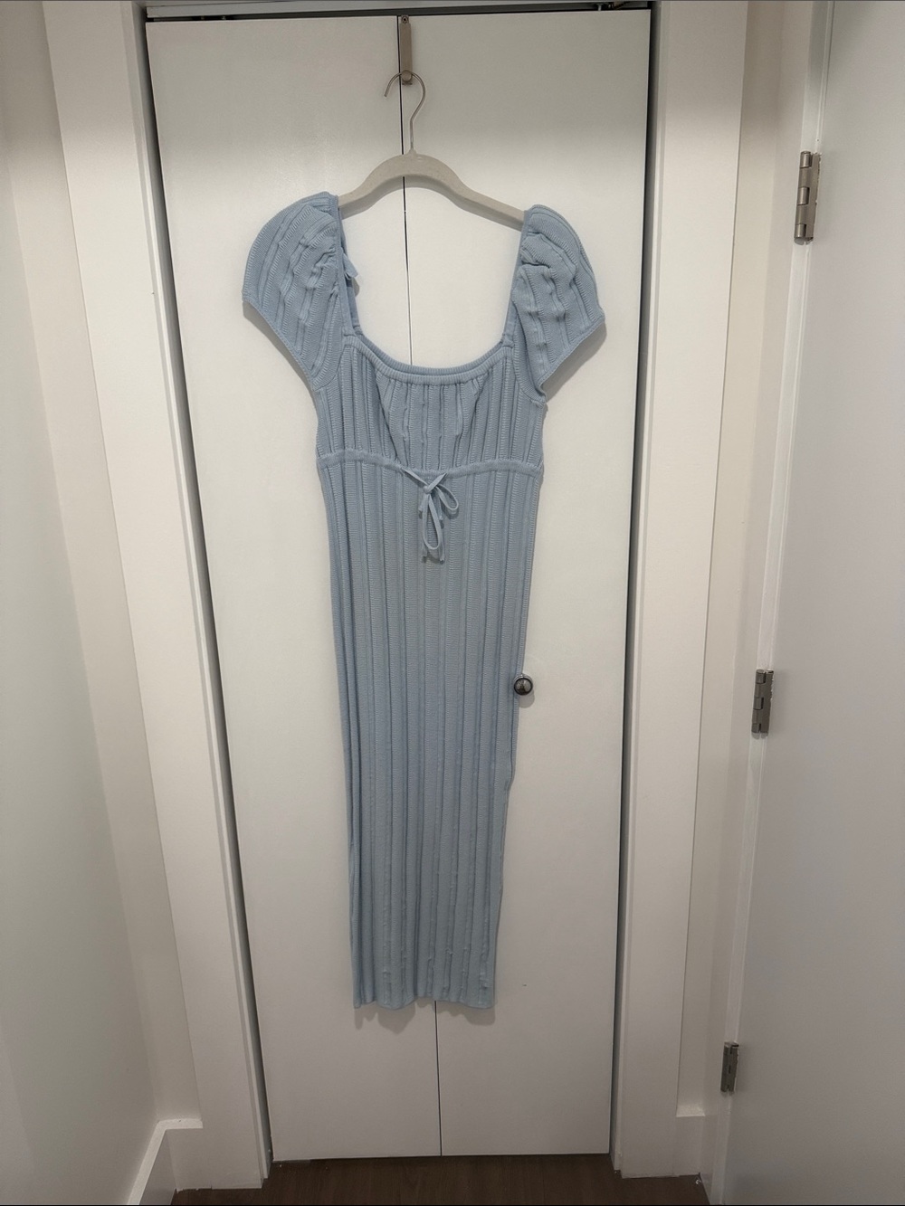 LPA Light Blue Ribbed Midi Dress
